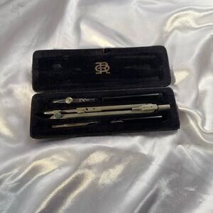 E.O. Richter & Co Precision 1930’s Drawing Inst. Set W/Mechanics Name Engraved